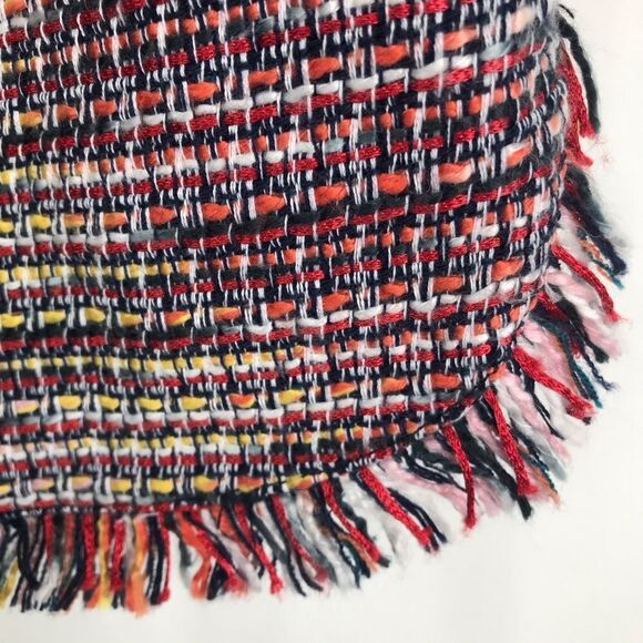 Laundry by Shelli Segal Navy Blue Colorful Woven Tweed Fringe Hem Mini Skirt - Picture 12 of 16